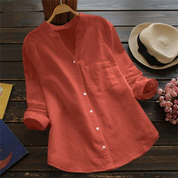 Emily Stylish Long-Sleeve Linen Blouse