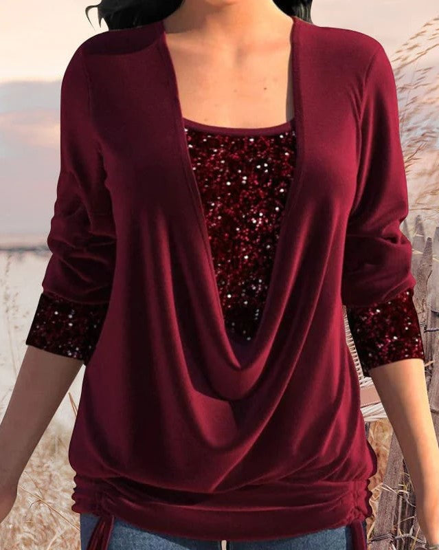 Ava Long-Sleeve Sequin Women's Shirt