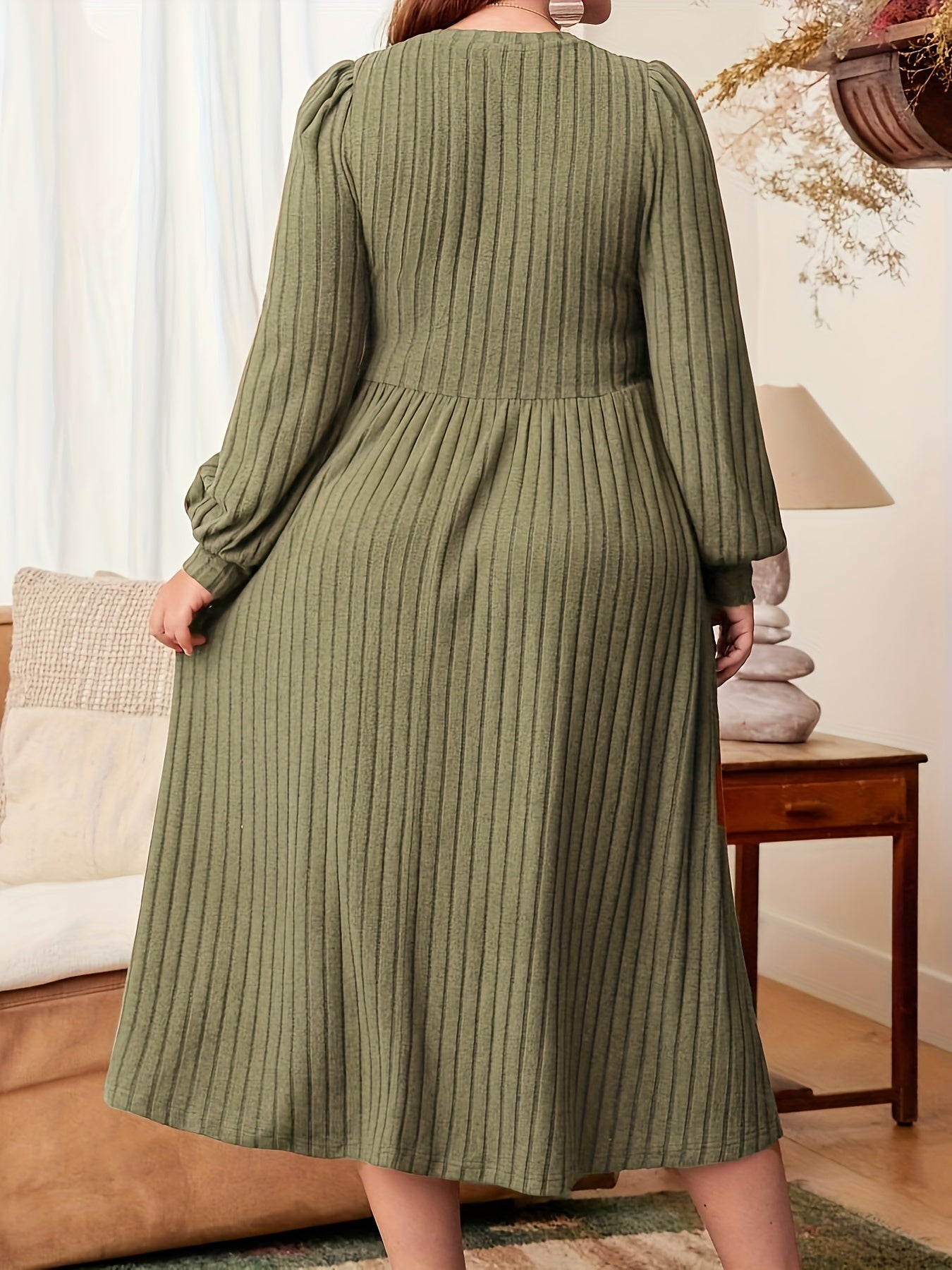 Line Pattern Long Sleeve Fashion Dress