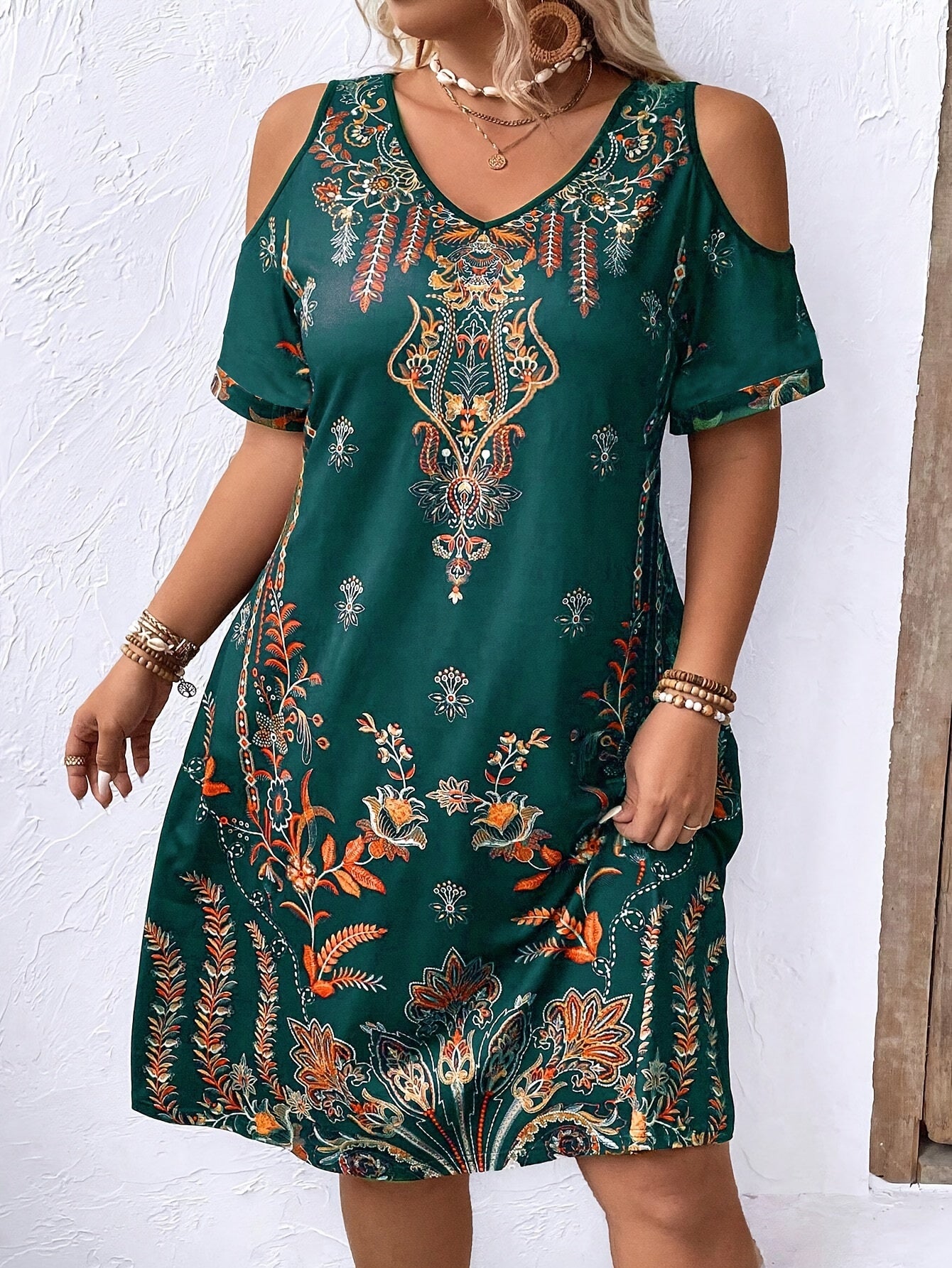 Bohemian Rhapsody Floral Cold Shoulder Women’s Dress