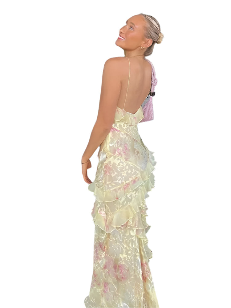 Ella - Stylish sleeveless ruffled dress with spaghetti straps