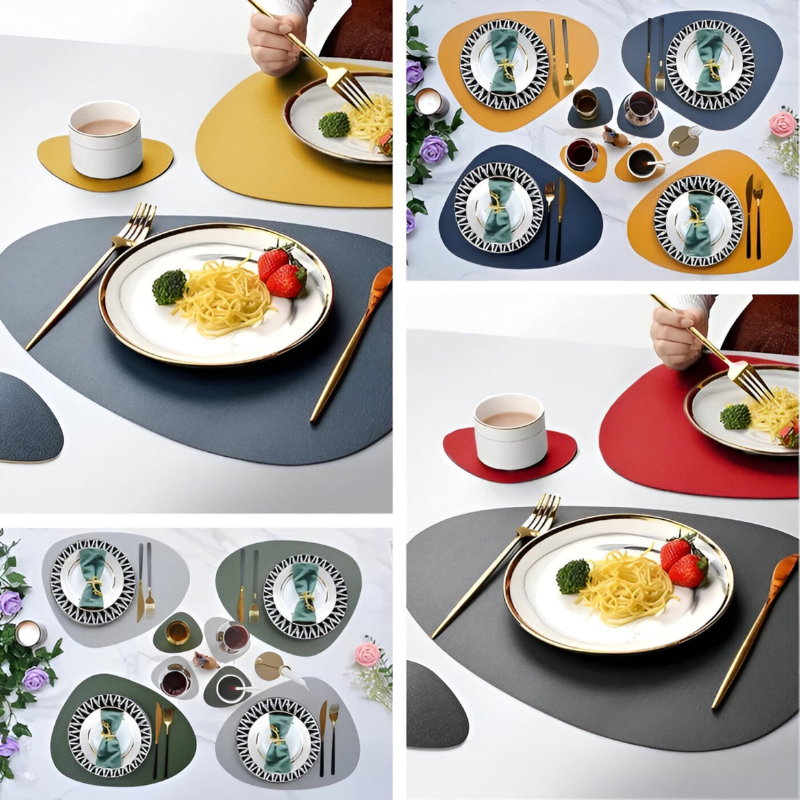 Elegant Bordluna Double-Sided Table Mats & Coaster Set