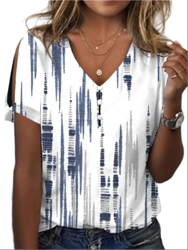 Luiza - Flattering blouse with abstract print and cutouts