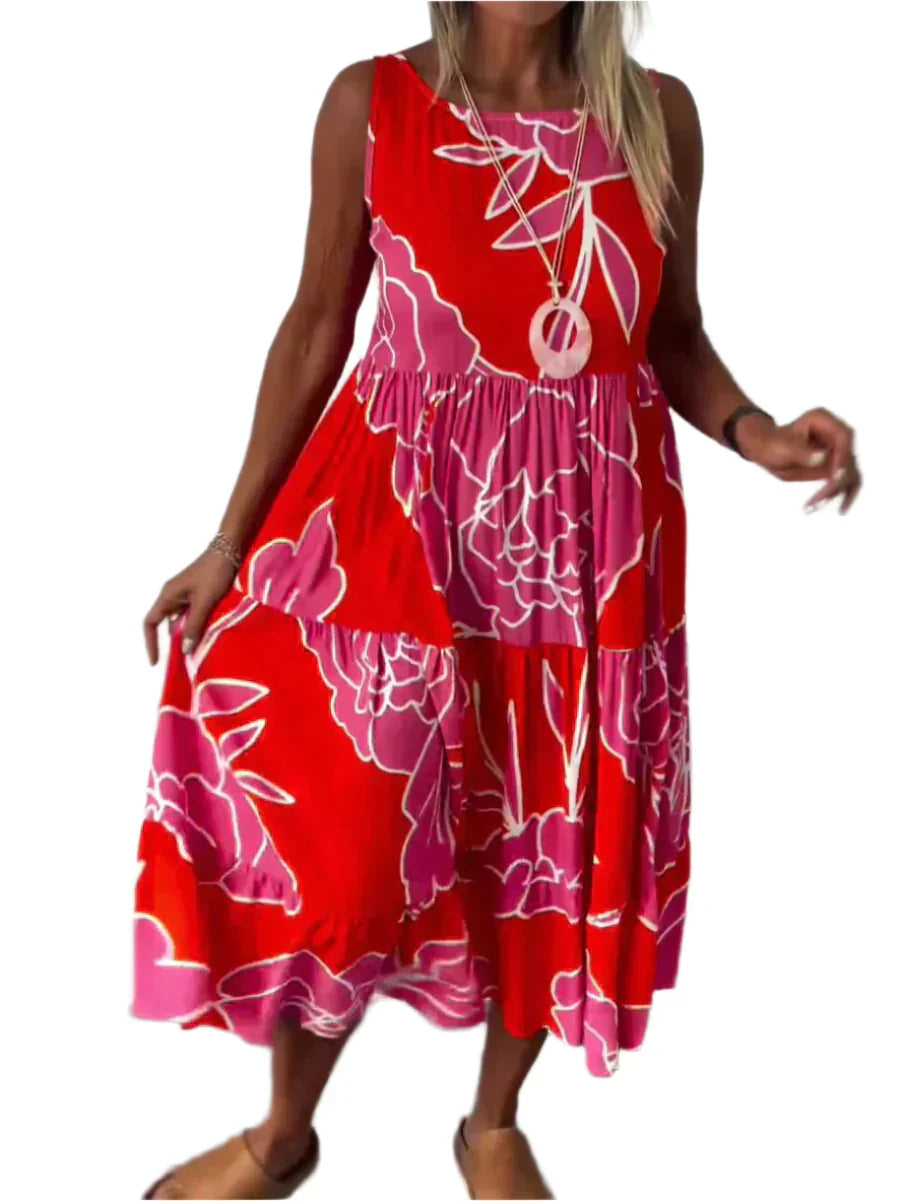 Jasmine - Sleeveless Floral Dress with Ruffles for a Casual Summer Look with Ease