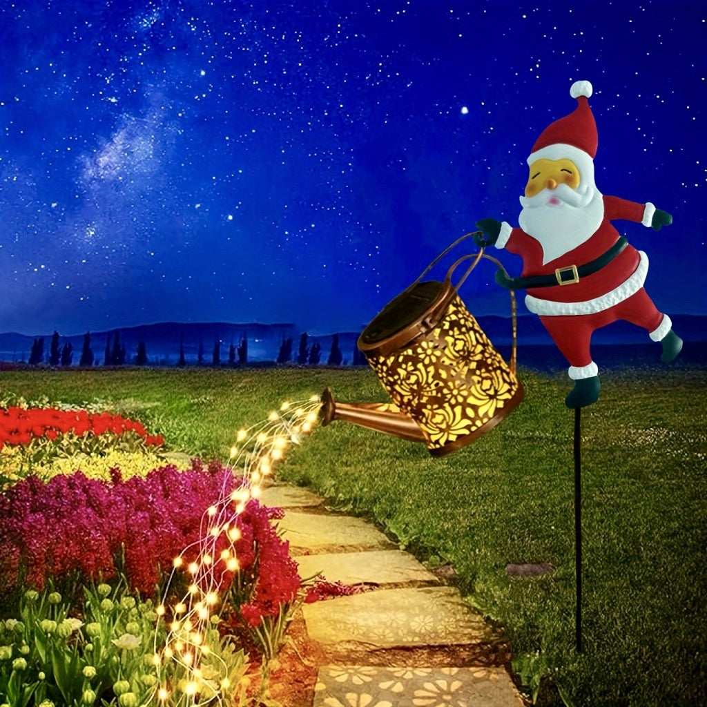 Solar-Powered Santa Claus Teapot Garden Lights