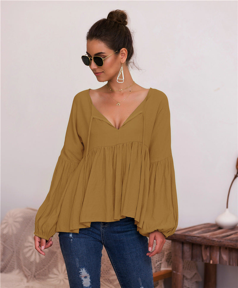 Ella Puff Sleeve V-Neck Blouse