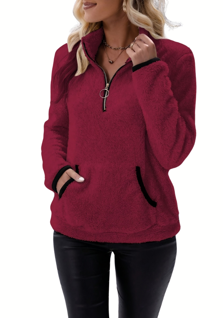 Willow - Warm Fleece-Lined Half-Zip Sweater