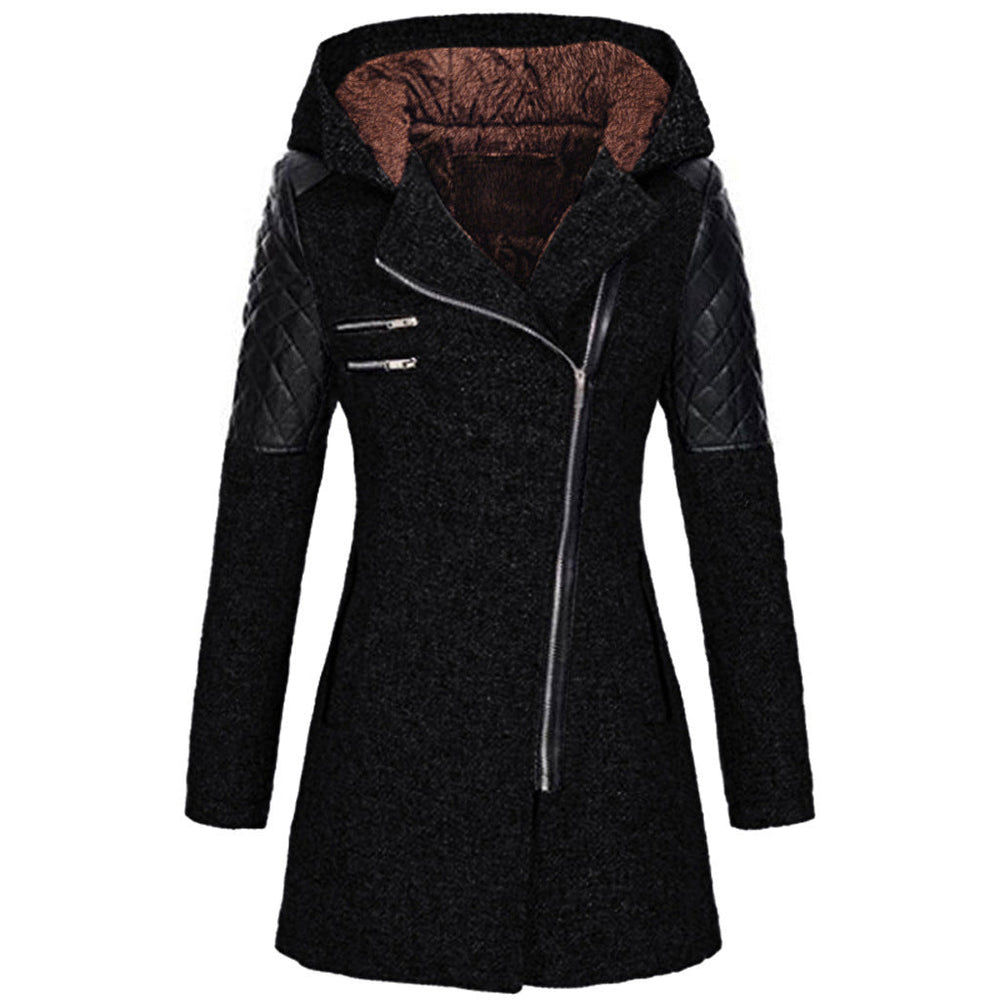 Caroline - Coat with diagonal zipper and extra warmth