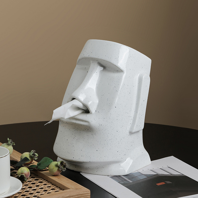 StatueTissue - quirky Moai scarf holder for stylish rooms