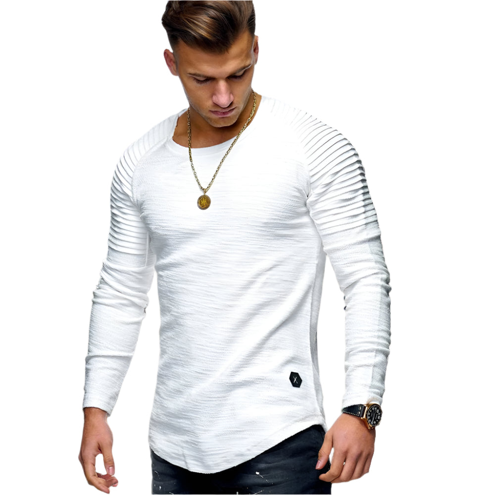 Jake - Pleated Raglan Sweatshirt for Men with Rounded Hem