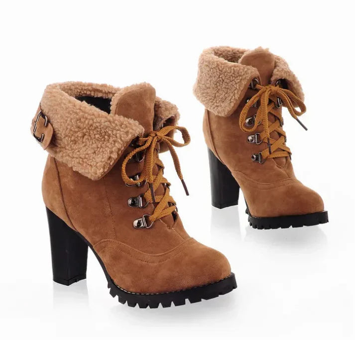 Rika warm lined non-slip ankle boots with high heels