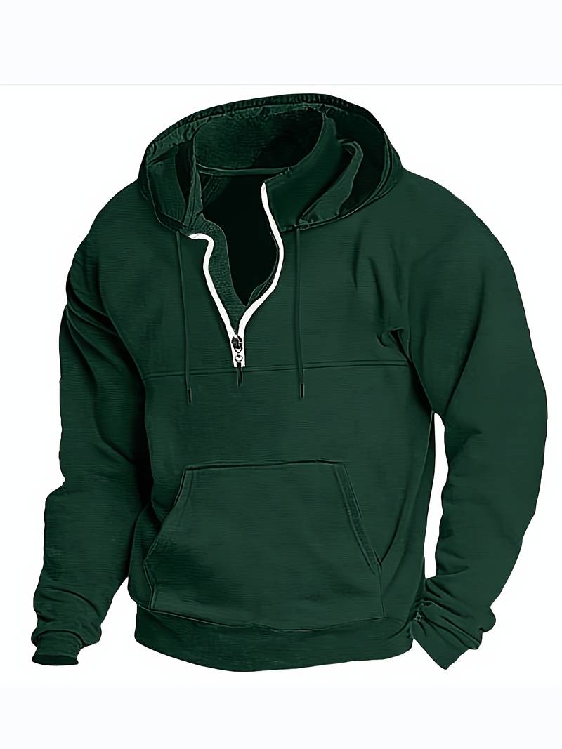 Hans - Hoodie with half zip and pockets