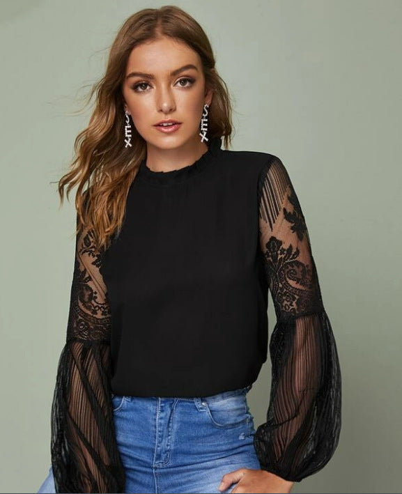 Olivia Elegant Lace Sheer Blouse