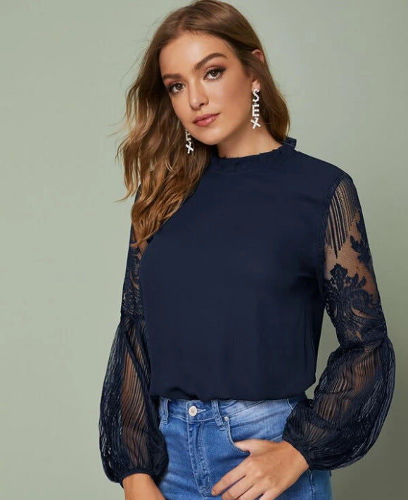 Olivia Elegant Lace Sheer Blouse