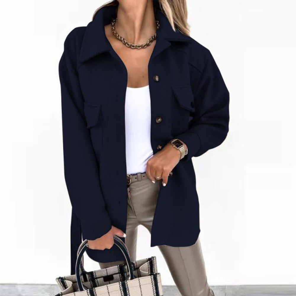 Beautiful casual mid jacket with belt button