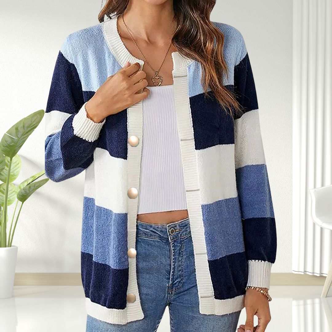 Diana | Striped Cardigan Jacket with Buttons