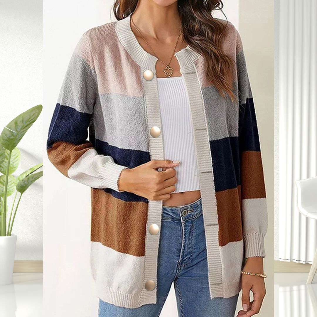 Diana | Striped Cardigan Jacket with Buttons