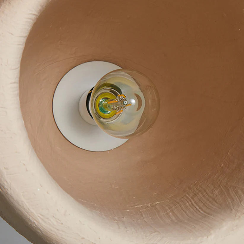 TerraGlow - Textured beige pendant light with cylindrical shade