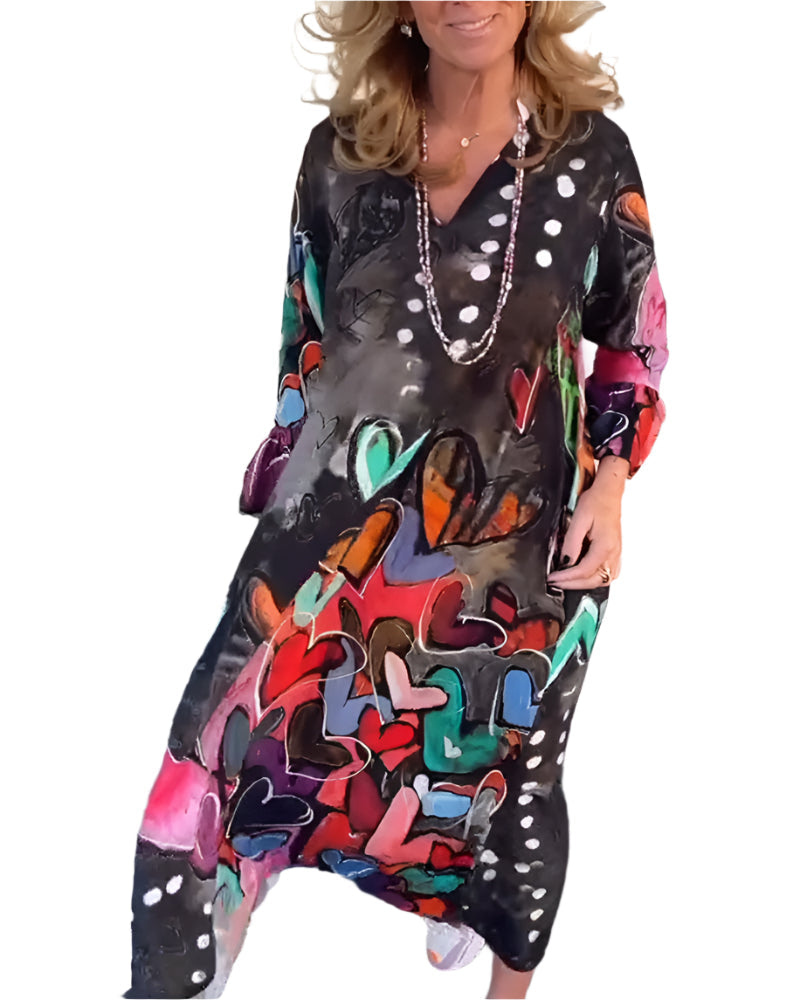 Clarice - Fed Artistic Graffiti Print Maxi Dress