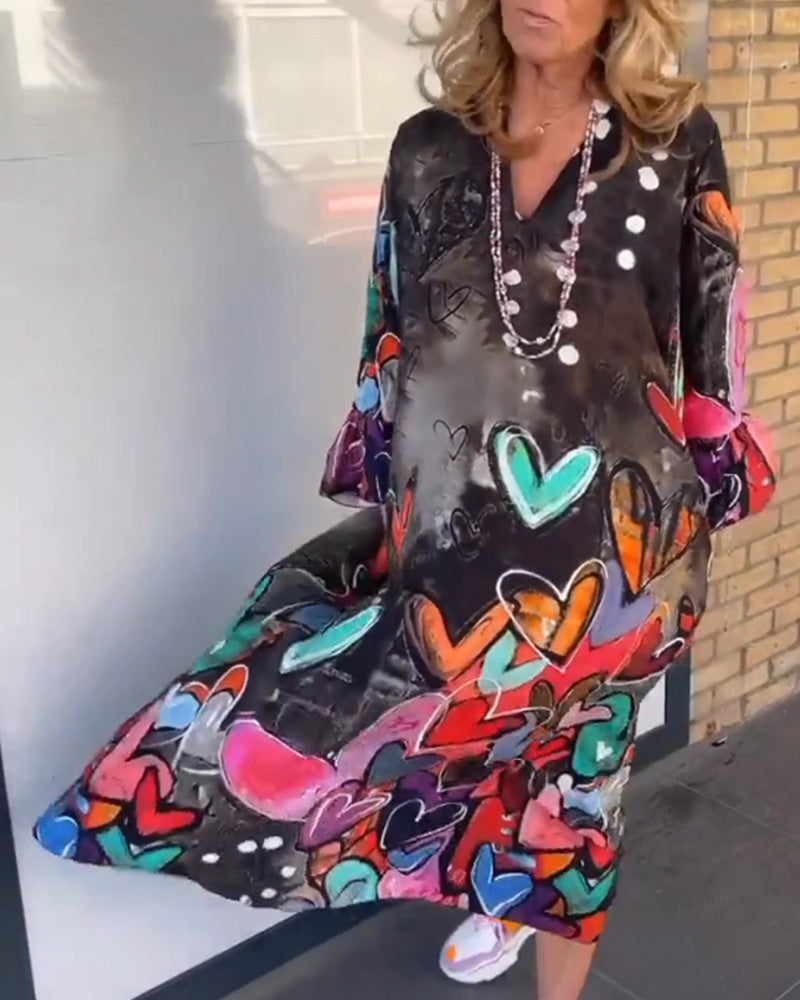Clarice - Fed Artistic Graffiti Print Maxi Dress