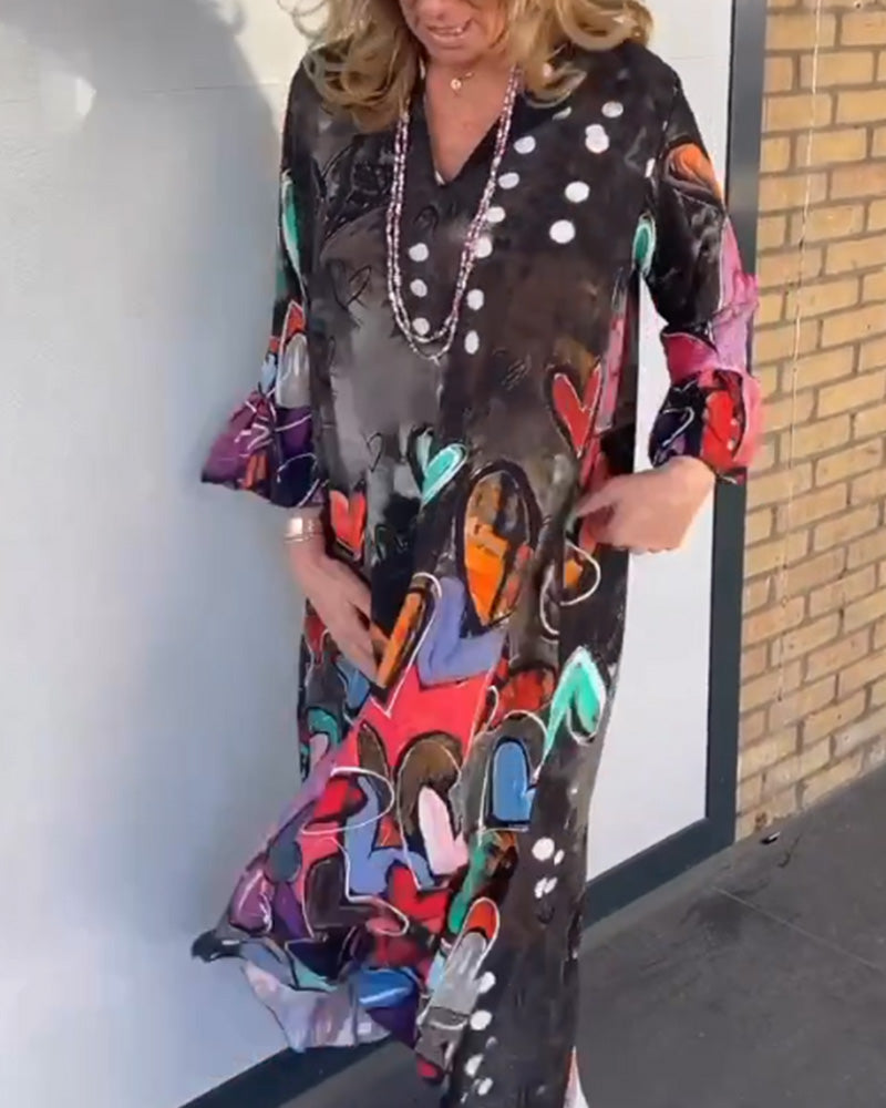 Clarice - Fed Artistic Graffiti Print Maxi Dress
