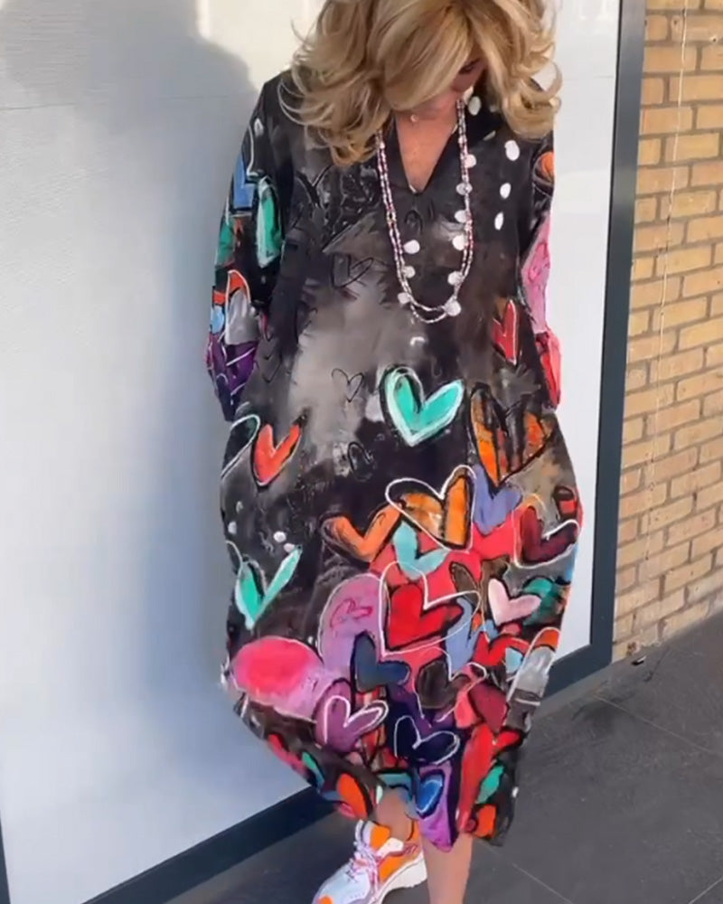 Clarice - Fed Artistic Graffiti Print Maxi Dress