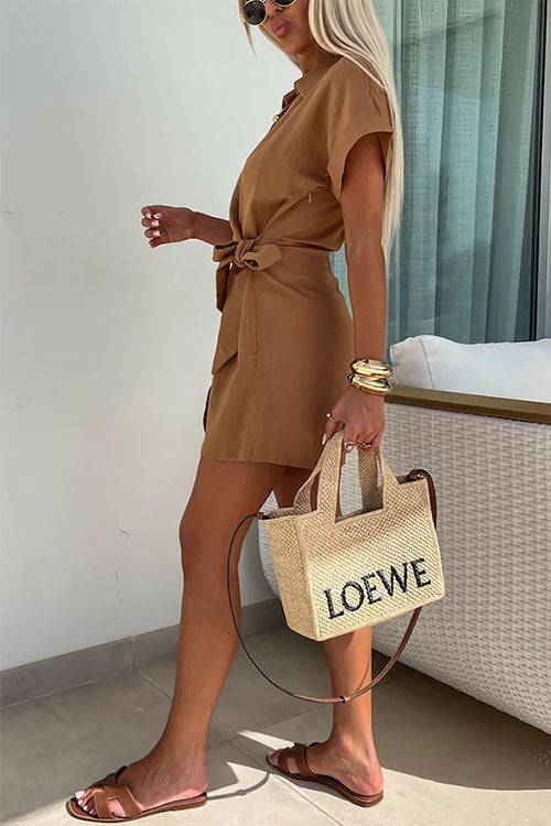 Monica - Mini dress with wrapped belt and V-neck