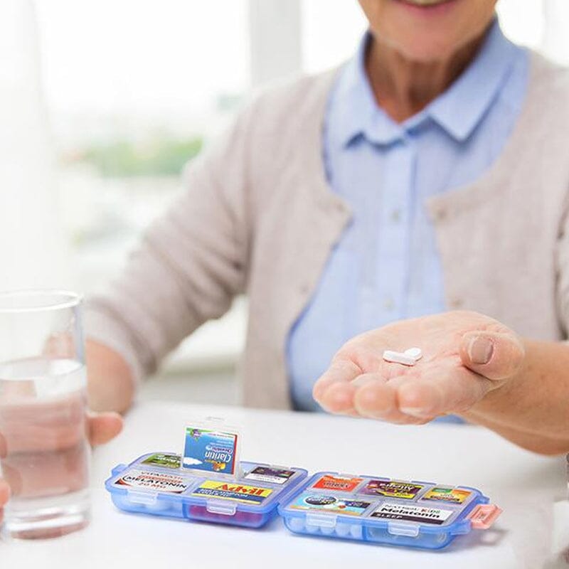 Travel Pill Box with 161 Stickers for Personalization