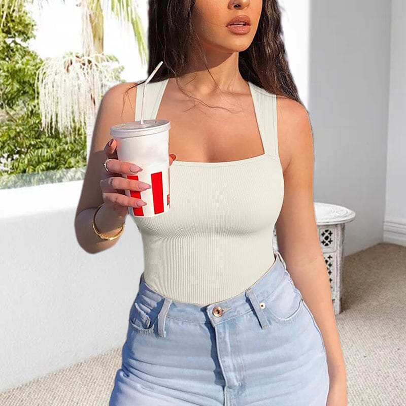 Liv - Sexy ribbed bodysuit with square neckline