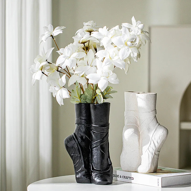 Elegant ballet-inspired ceramic flower vase