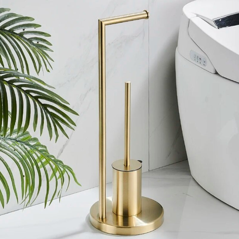 CleanStand Freestanding Toilet Paper Holder with Brush