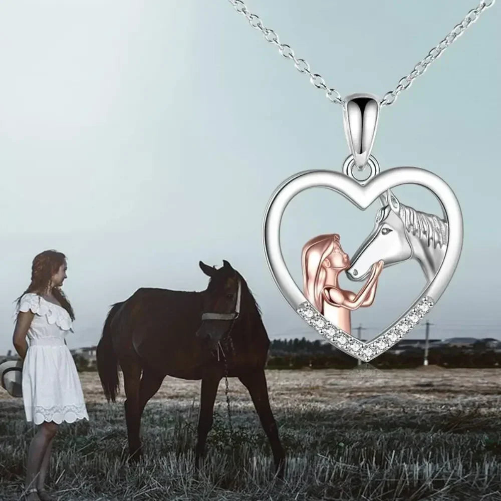 Horsepower Heart Necklace – Elegant Gift for Horse Lovers 1+1 Free