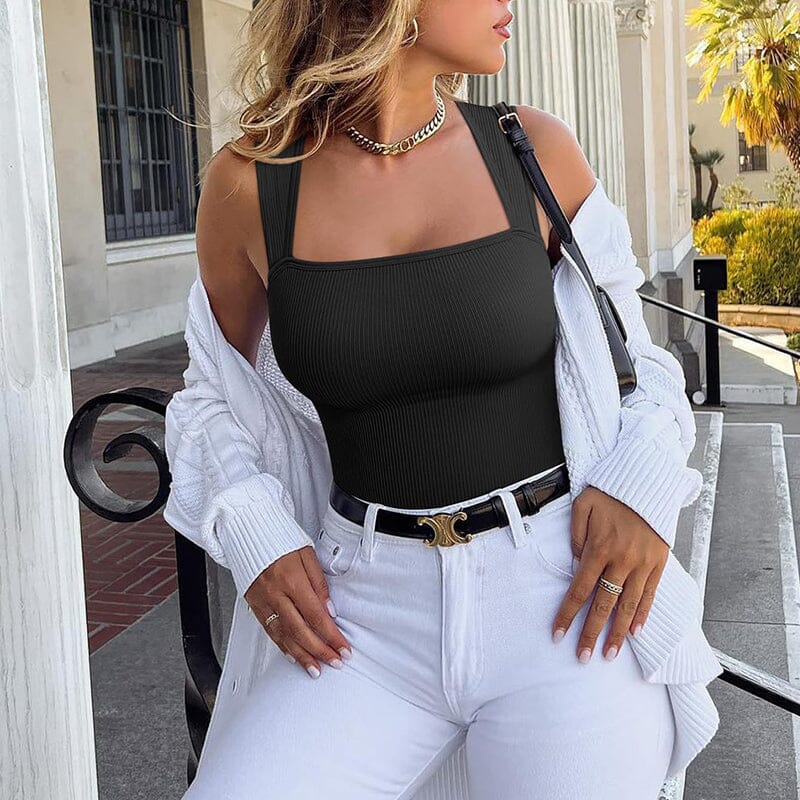 Liv - Sexy ribbed bodysuit with square neckline