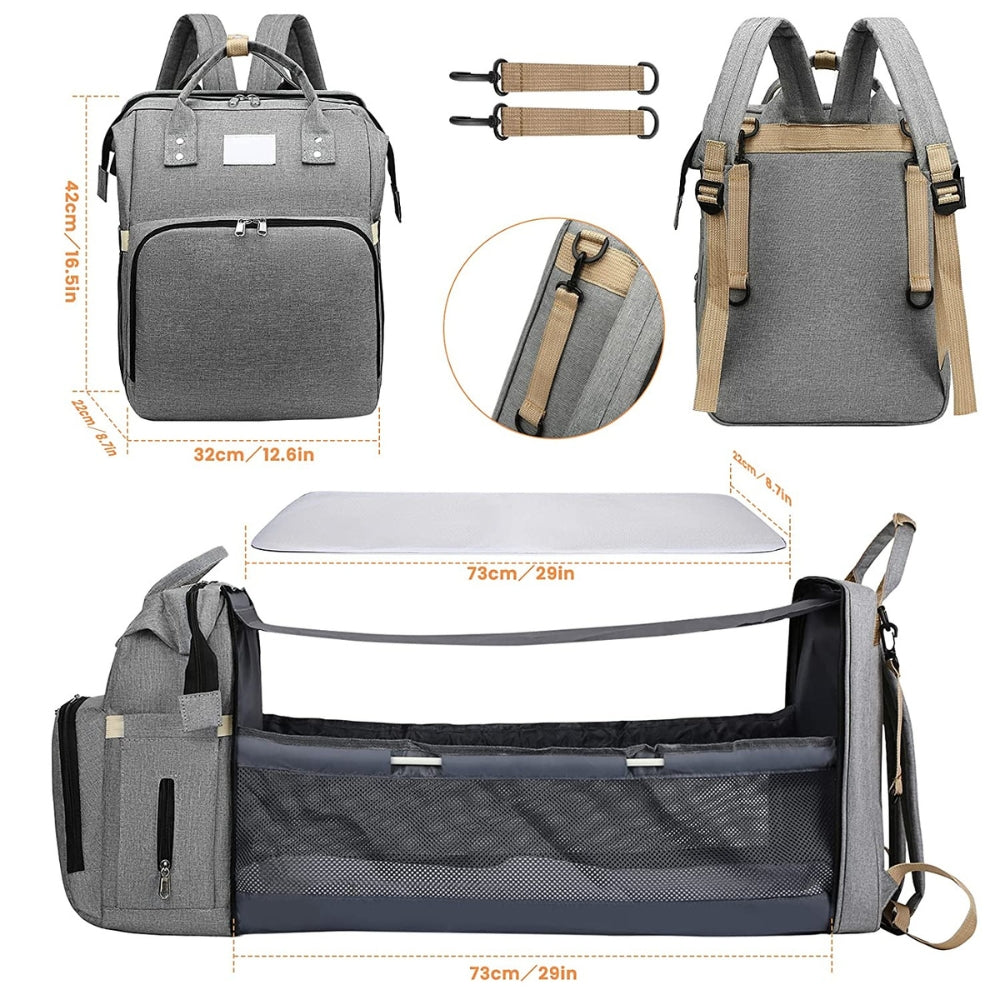 ParentPal - 3-in-1 Diaper Bag with Integrated Cradle and Bottle Holder