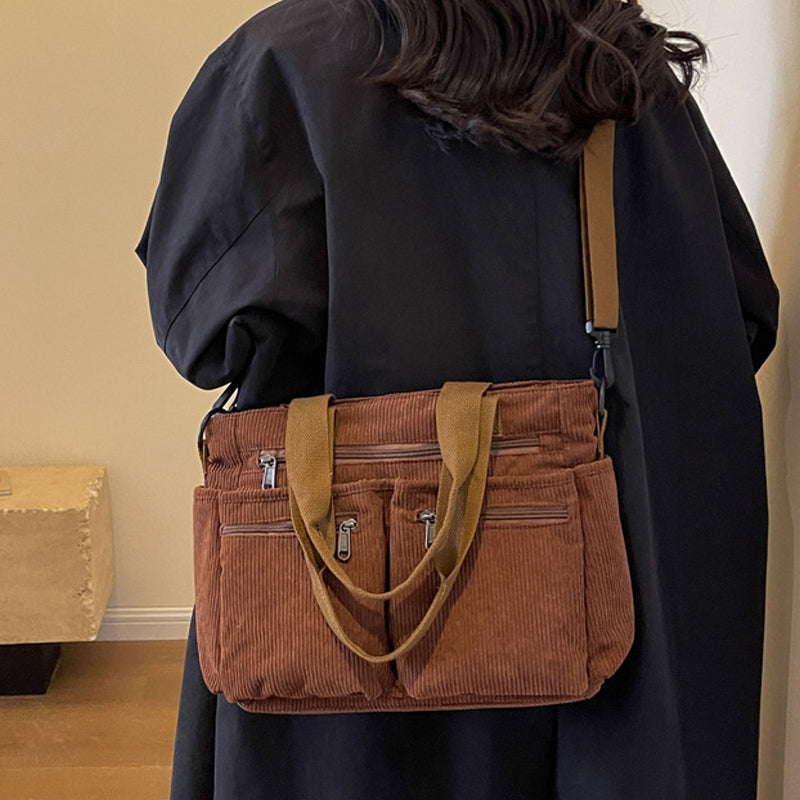 Vanza | Plain Corduroy Handbag