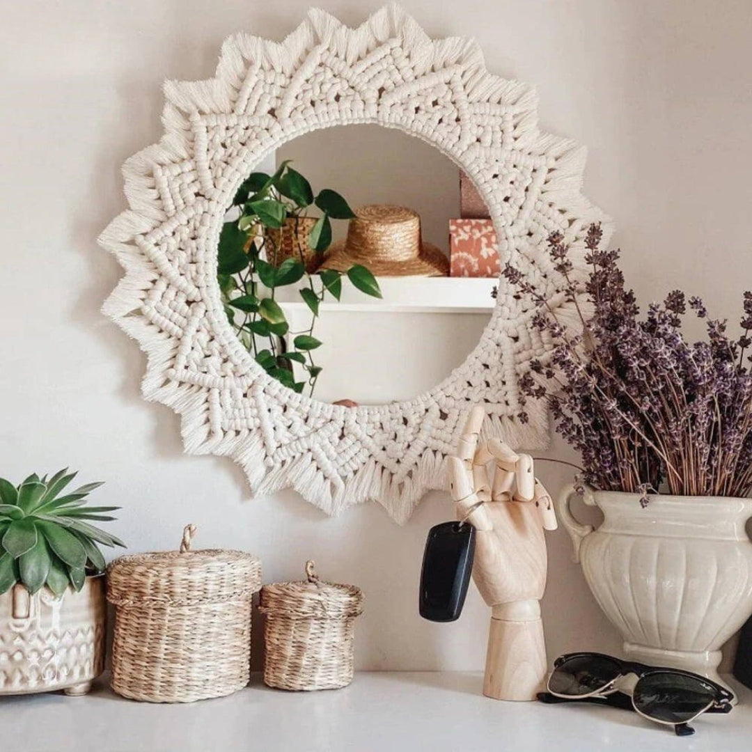 TasselGlow Unique Mirror for a Refined Bohemian Atmosphere