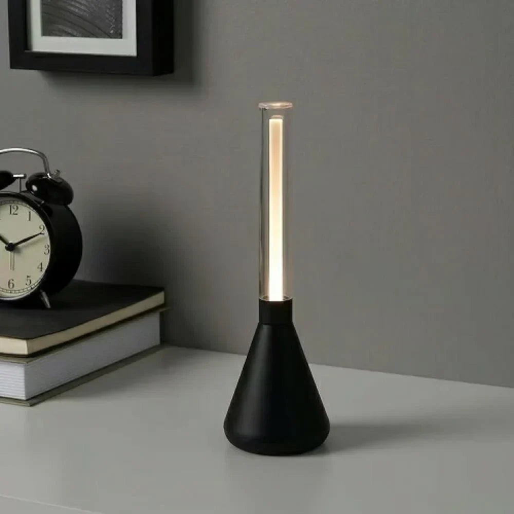 LumiCone - Modern LED Table Lamp with Clear Tube and Conical Base