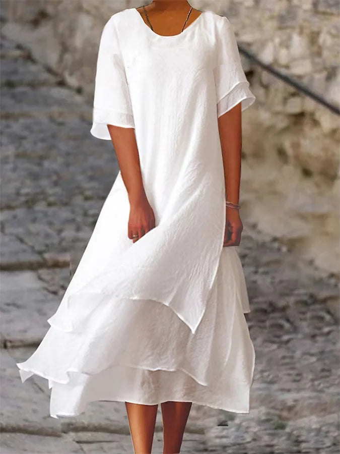Hanna - Short-Sleeved Double-Layer Dress