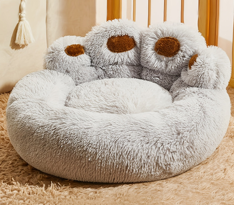 CozyPaw Washable Pet Bed with Paw-Shaped Design