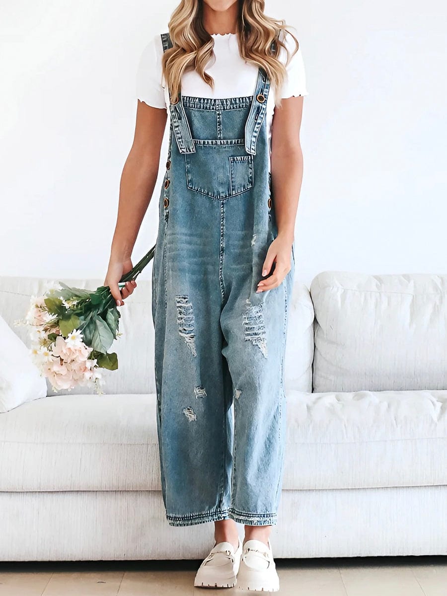 Olivia Sleeveless Loose Denim Jumpsuit