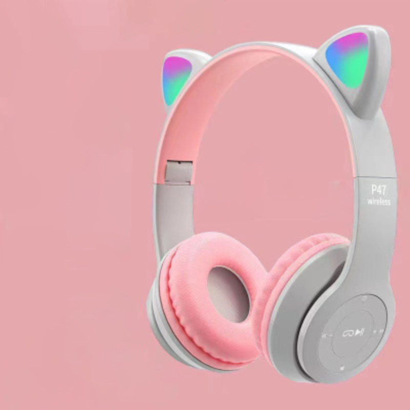 Wireless LED Cat Ear Headphones with Bluetooth and Built-in Microphone Control