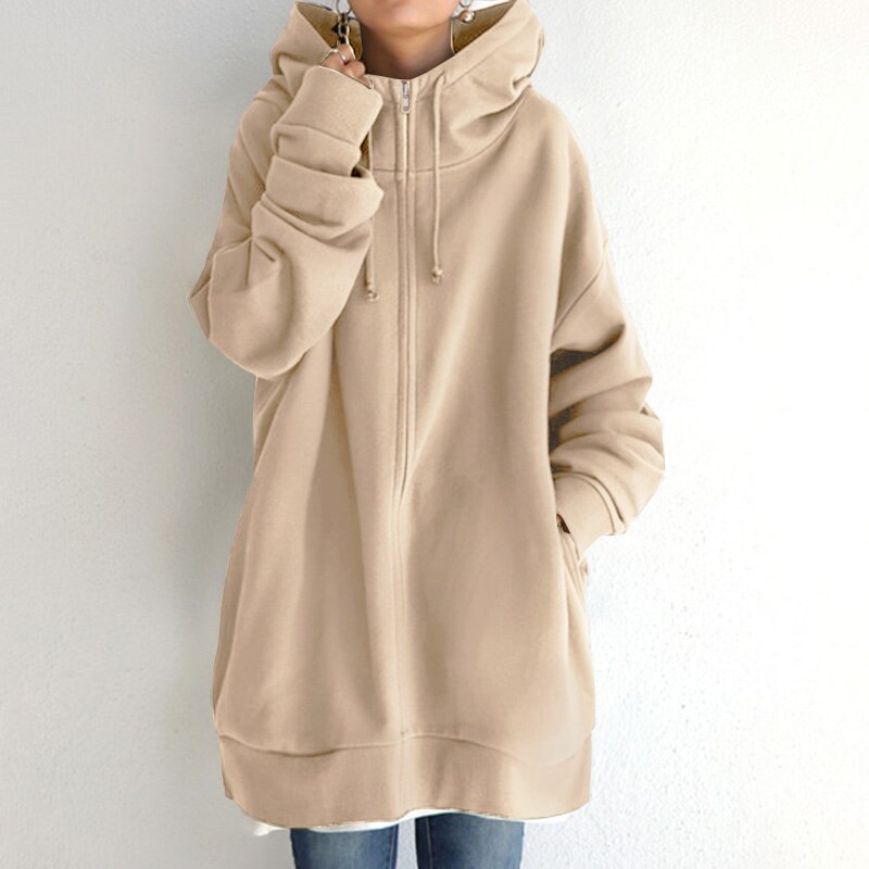 Ava - Oversized Hoodie with Zipper and Pockets