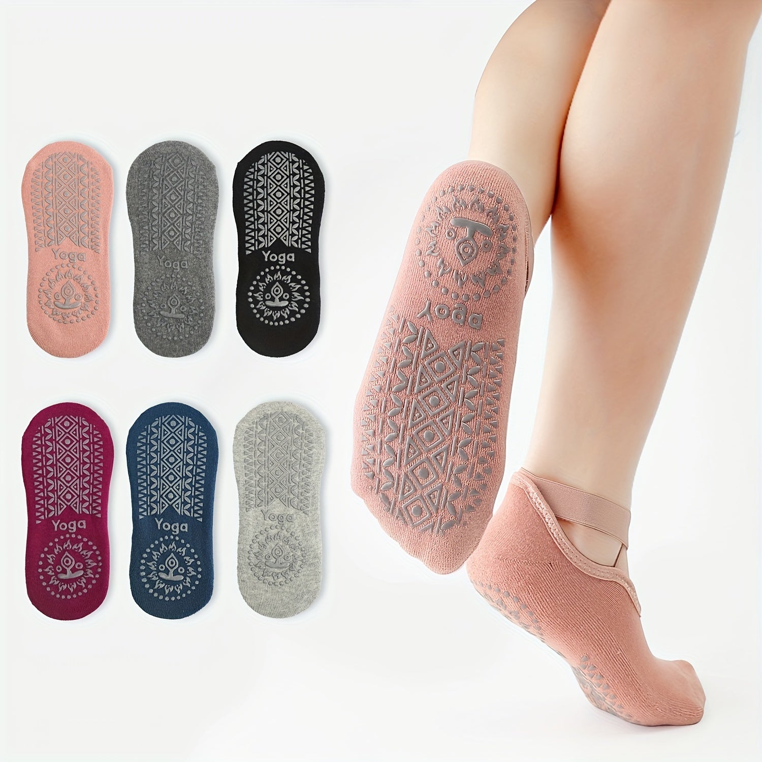 Flora | Cross-Strap Yoga Socks for Stability