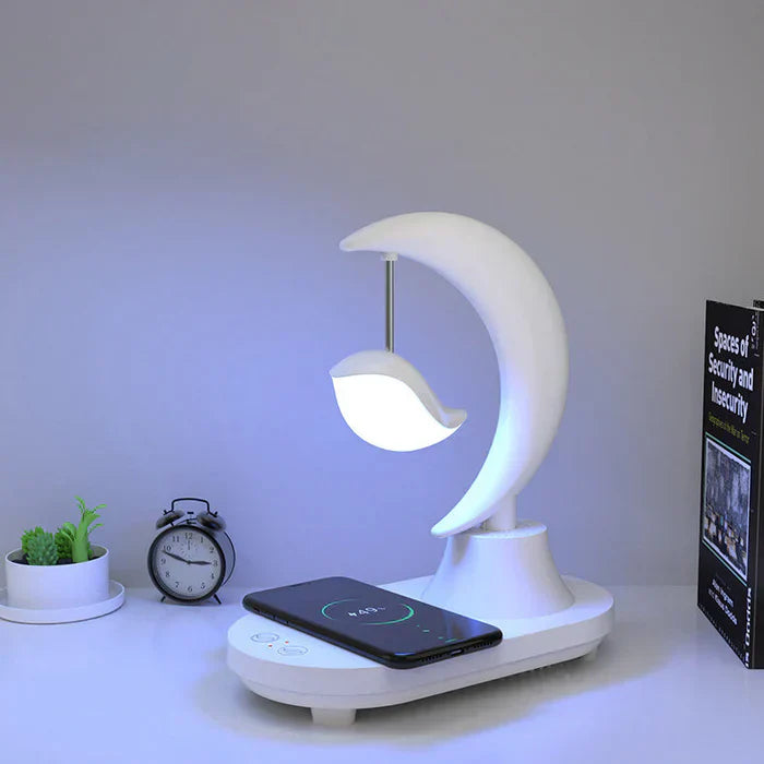 LunaTune – Wireless Moonlight Table Lamp with Bluetooth Speaker and Charging Function