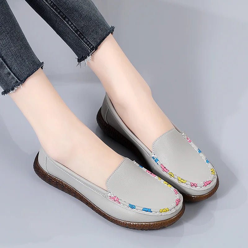 Malene Stylish Moccasin Flat Shoes in leather