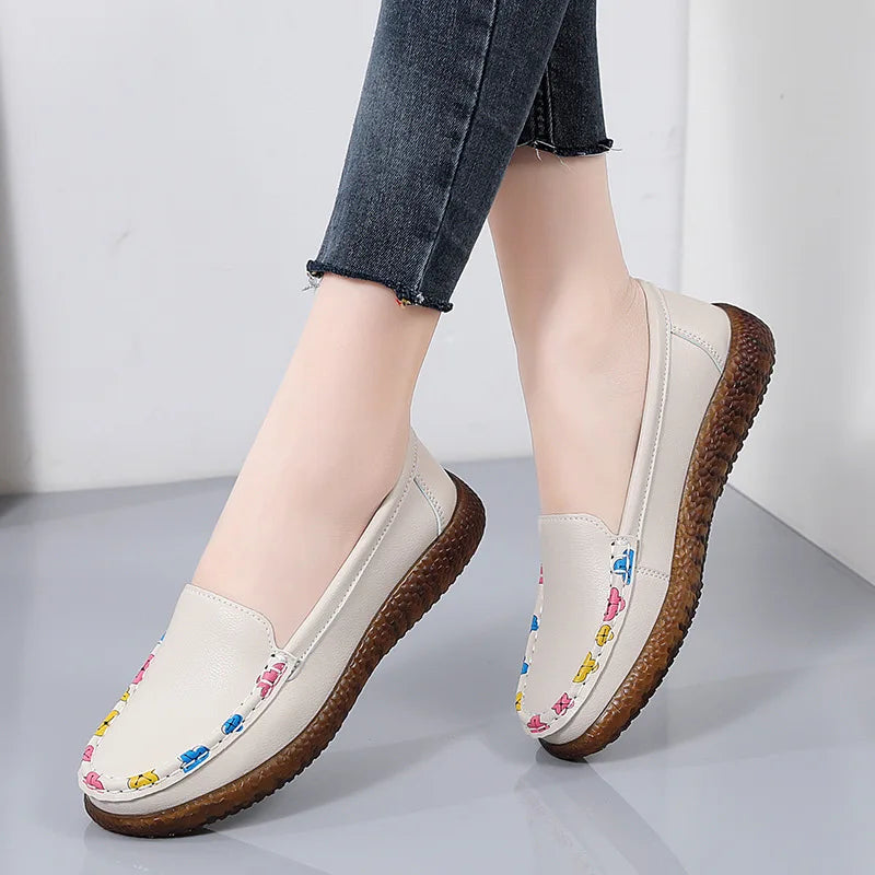 Malene Stylish Moccasin Flat Shoes in leather