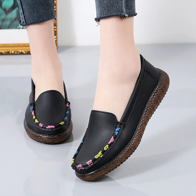 Malene Stylish Moccasin Flat Shoes in leather