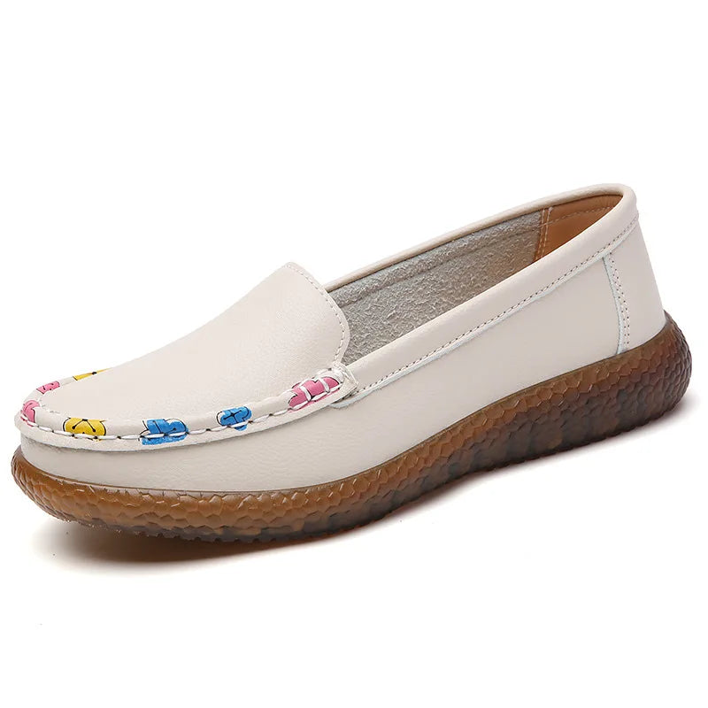 Malene Stylish Moccasin Flat Shoes in leather