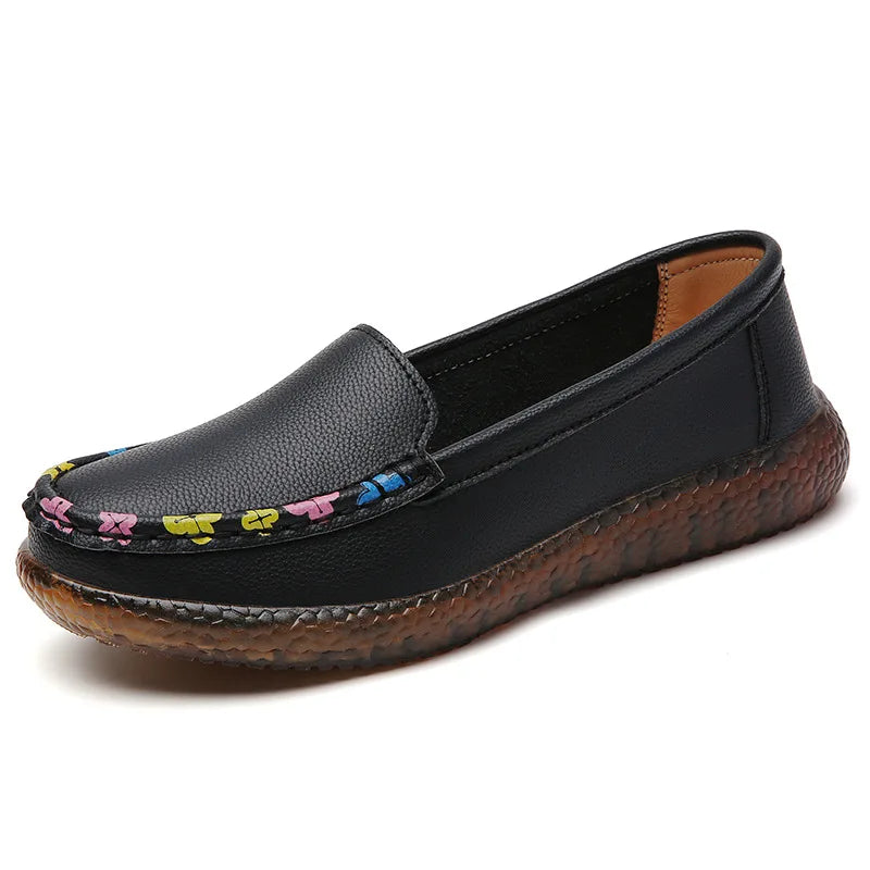 Malene Stylish Moccasin Flat Shoes in leather