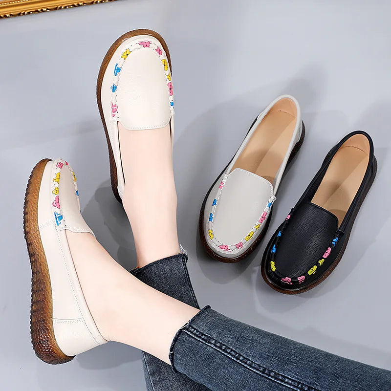 Malene Stylish Moccasin Flat Shoes in leather